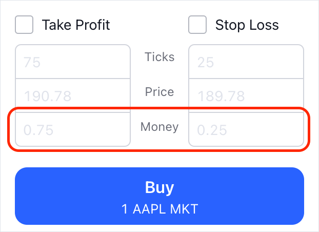 Order Ticket settings: crypto bracket in currency